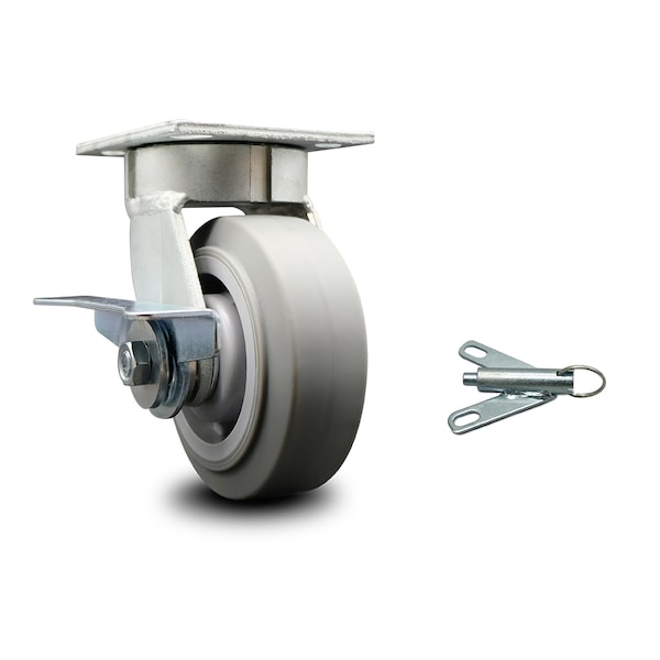 5 Inch Kingpinless Thermoplastic Rubber Wheel Caster with Brake and Swivel Lock